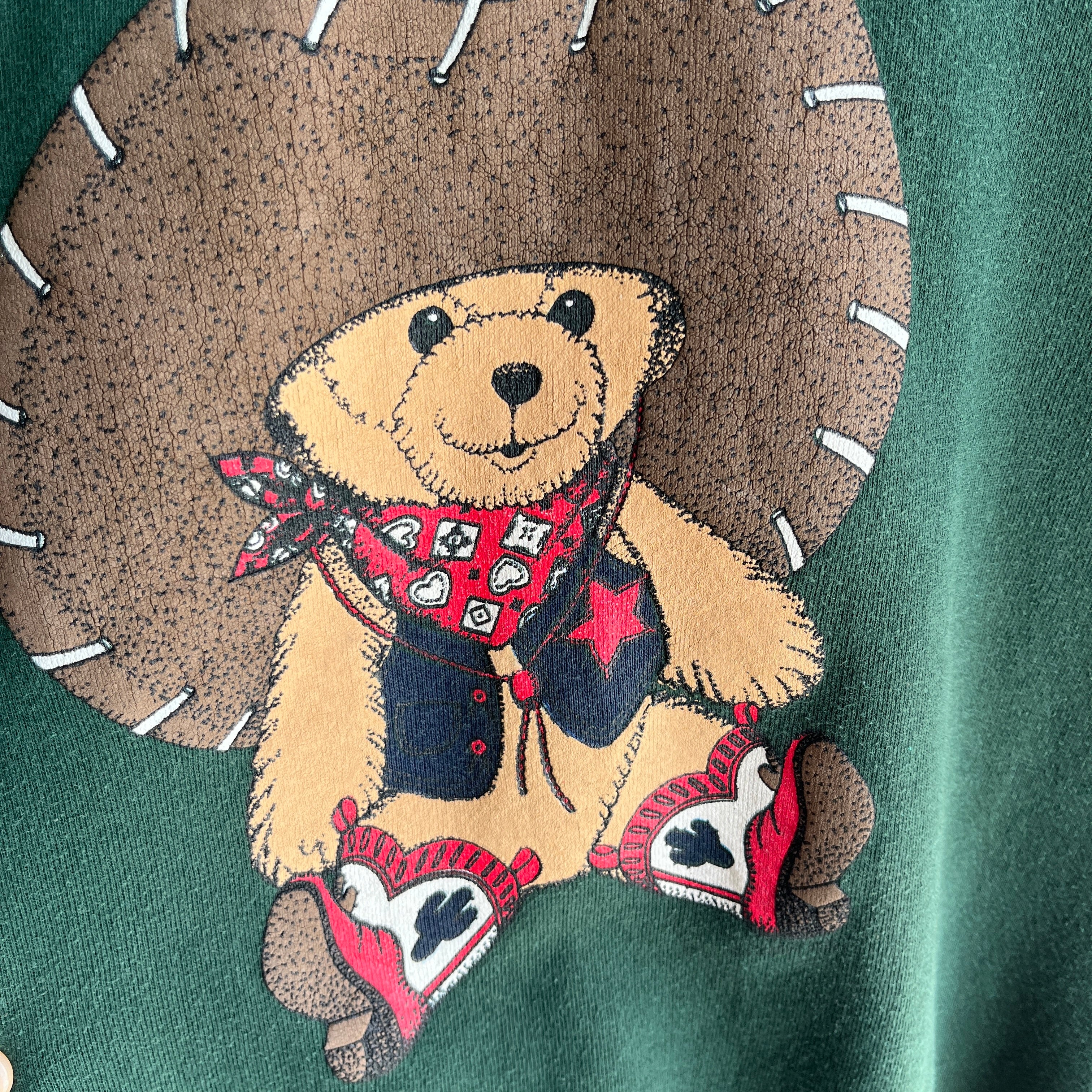 1980s Built In Turtle Neck Cowboy Teddy Bear Sweatshirt - Yes, This Exists