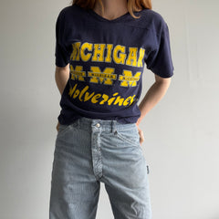 1980s Michigan Front and Back Football T-shirt - Go Wolverines!