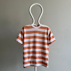 1980s Neutral Striped Barely Worn T-Shirt with Mud Splatters