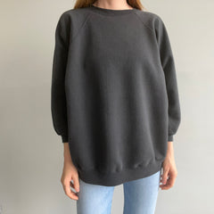 1980/90s Larger Shorter Long Sleeve Faded Black/Gray Sweatshirt
