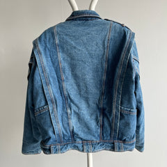 1980s EPIC!!! Thick Quilted One of a Kind Super Cool Denim Jean Jacket