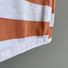 1980s Neutral Striped Barely Worn T-Shirt with Mud Splatters