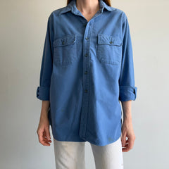 1980s L.L.Bean Soft Dusty Blue Cotton Flannel