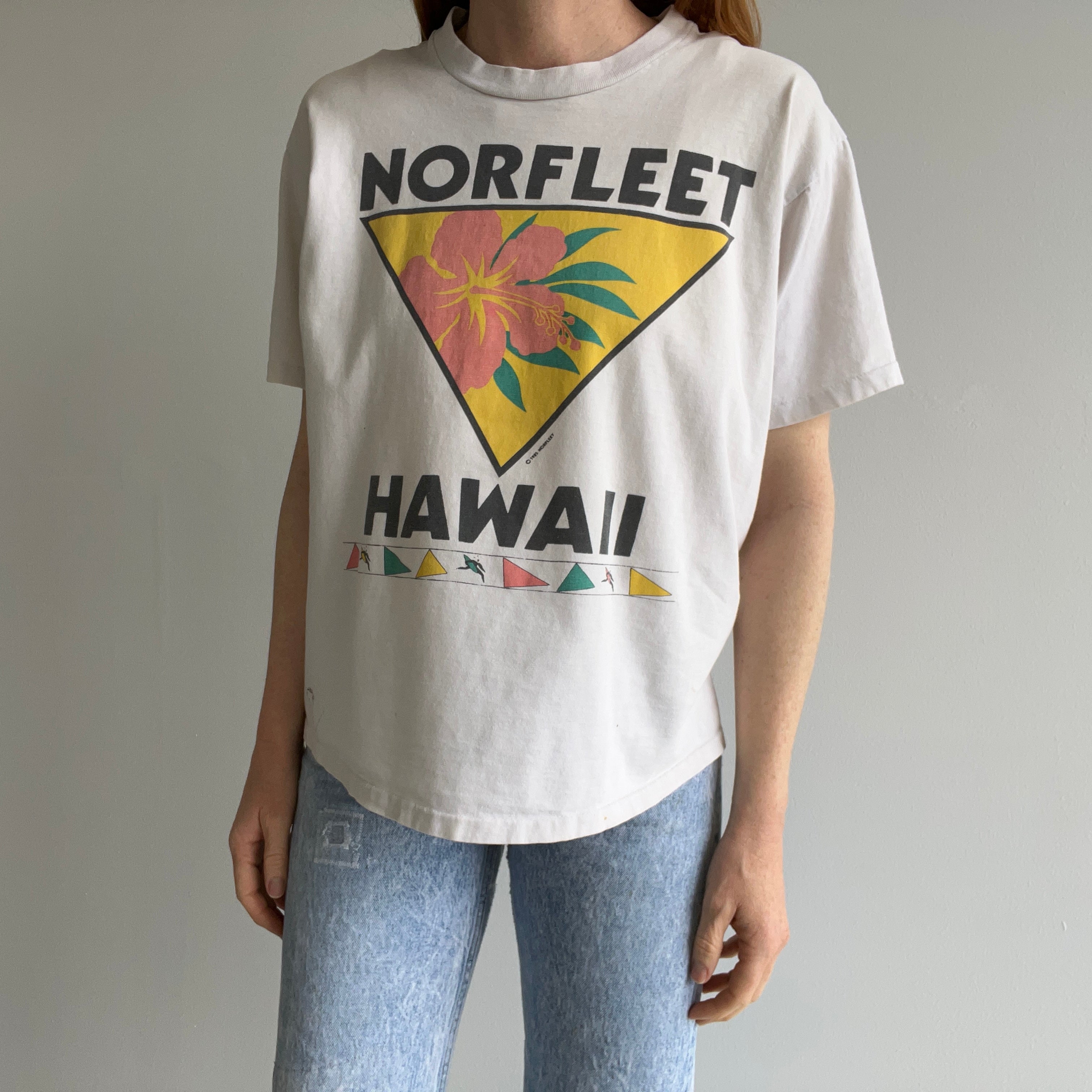 1985 Norfleet Hawaii Washed White T-Shirt - Worn to Perfection