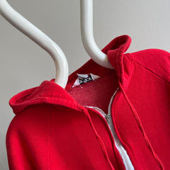 1980s Bright Red Zip Up Hoodie