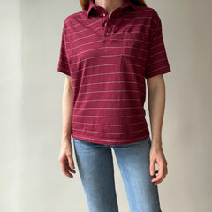 1980s Herman's Lightweight Striped Polo with Small Wear Holes - A DELIGHT