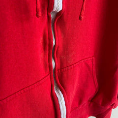 1980s Bright Red Zip Up Hoodie