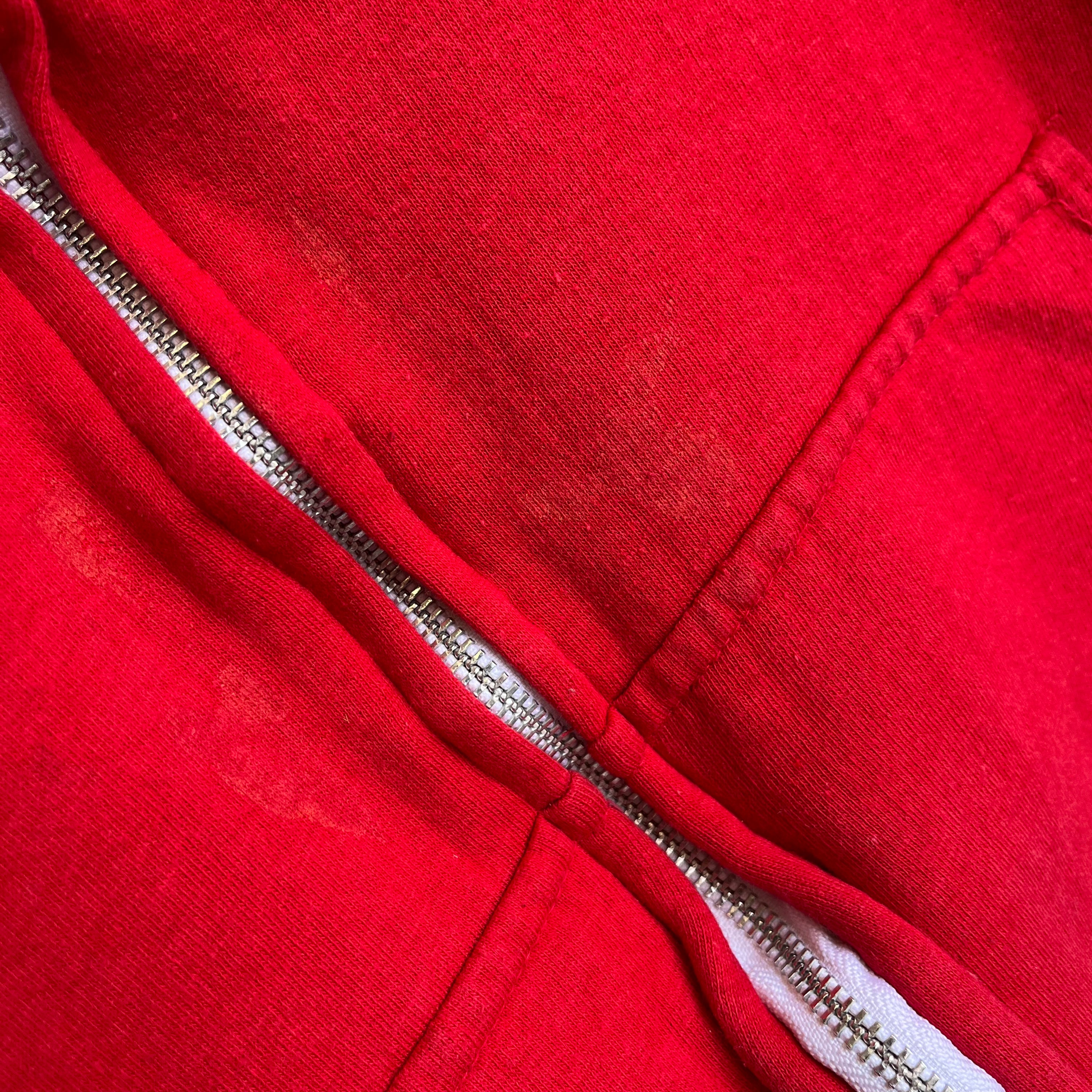 1980s Bright Red Zip Up Hoodie