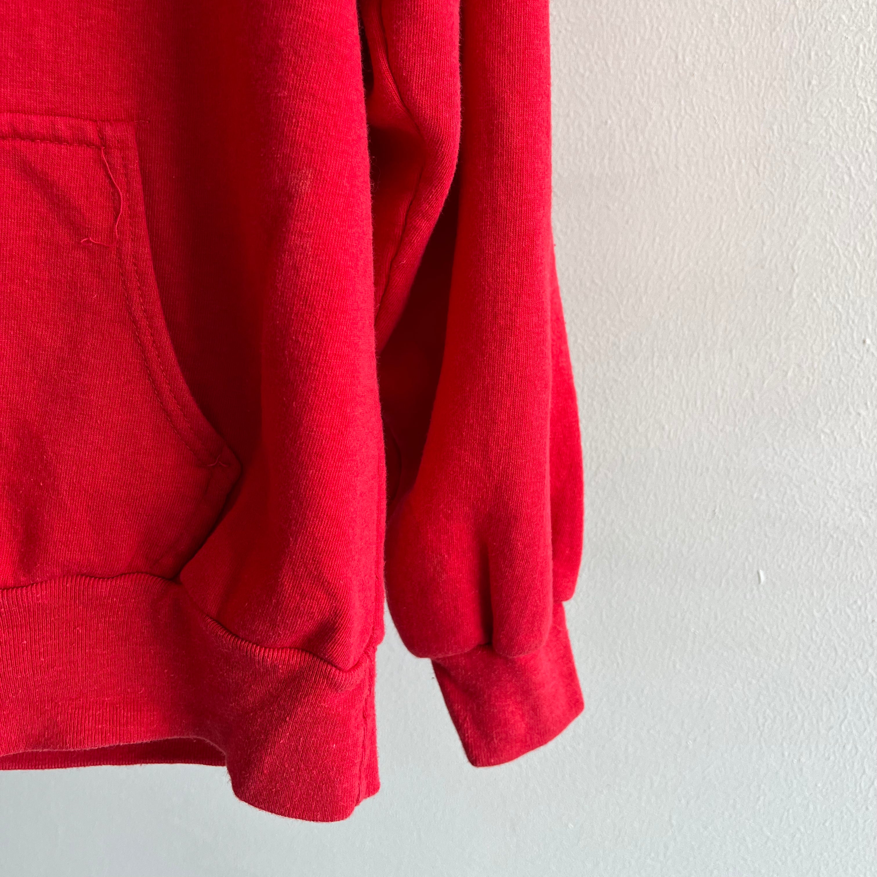 1980s Bright Red Zip Up Hoodie