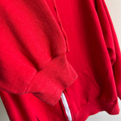 1980s Bright Red Zip Up Hoodie