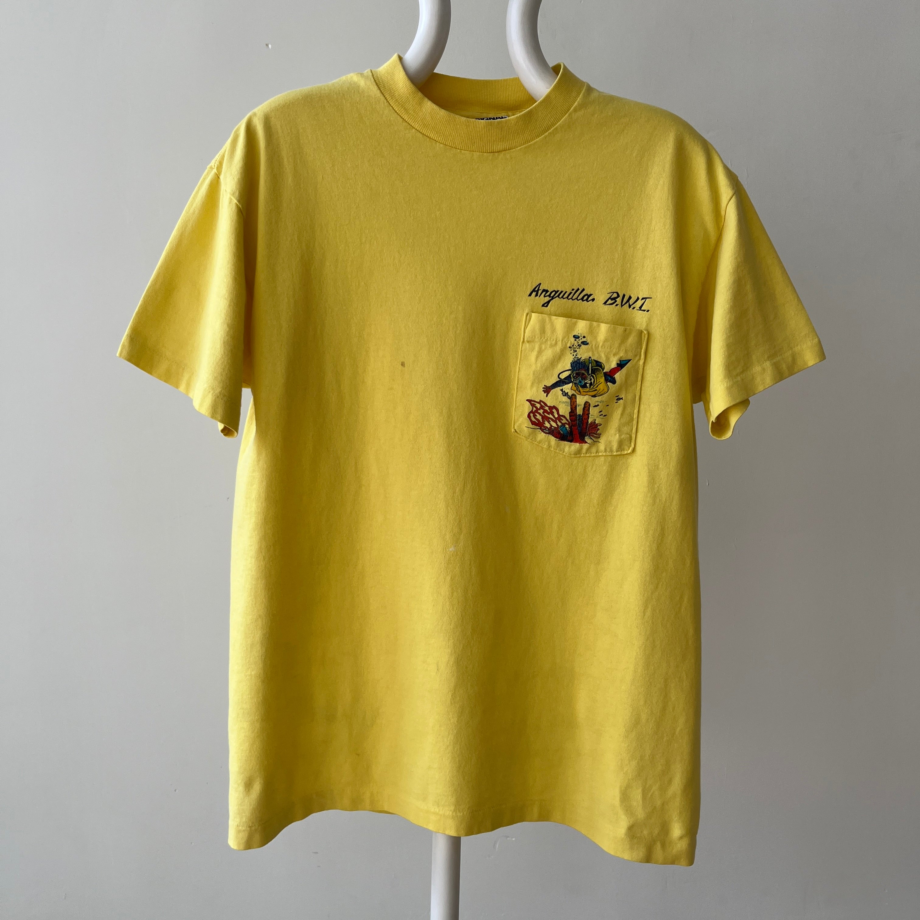 1980s Anguilla B.W.I Pocket T Shirt