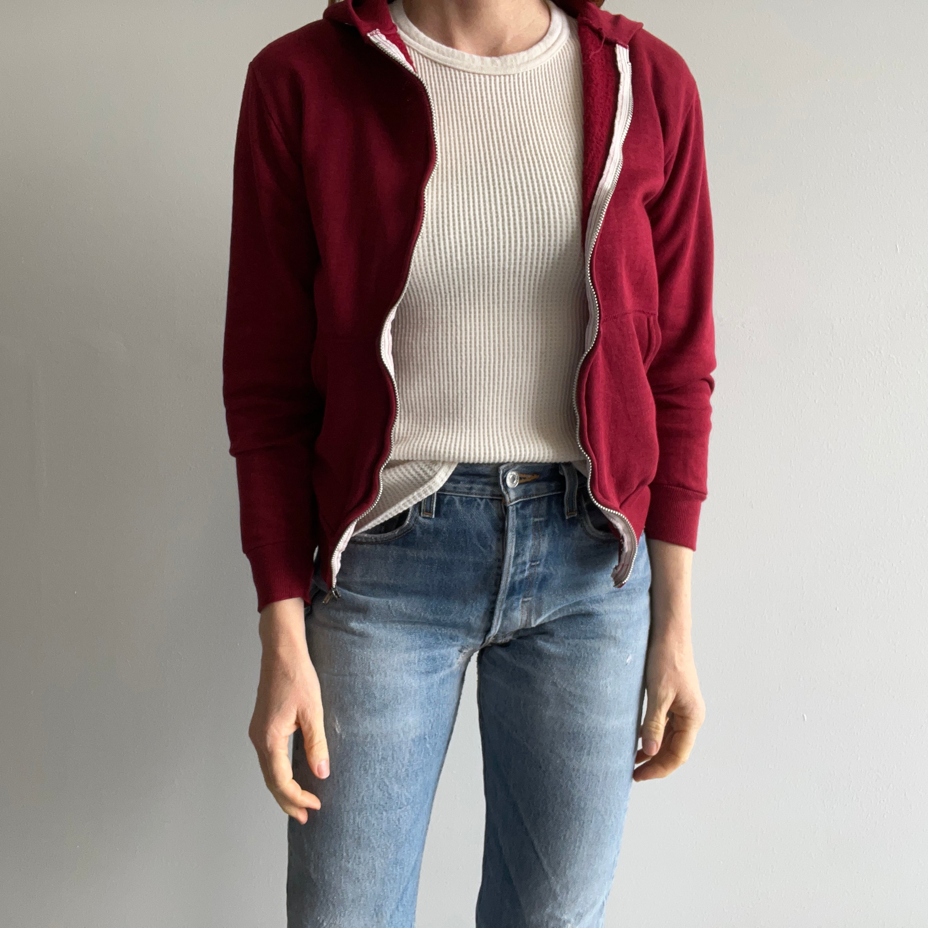 1980s Steinwurtzel Burgundy Zip Up Hoodie