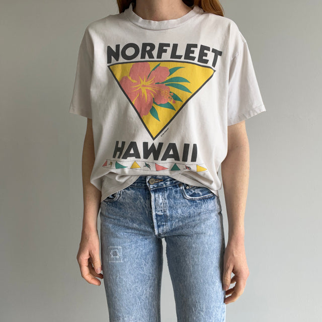 1985 Norfleet Hawaii Washed White T-Shirt - Worn to Perfection