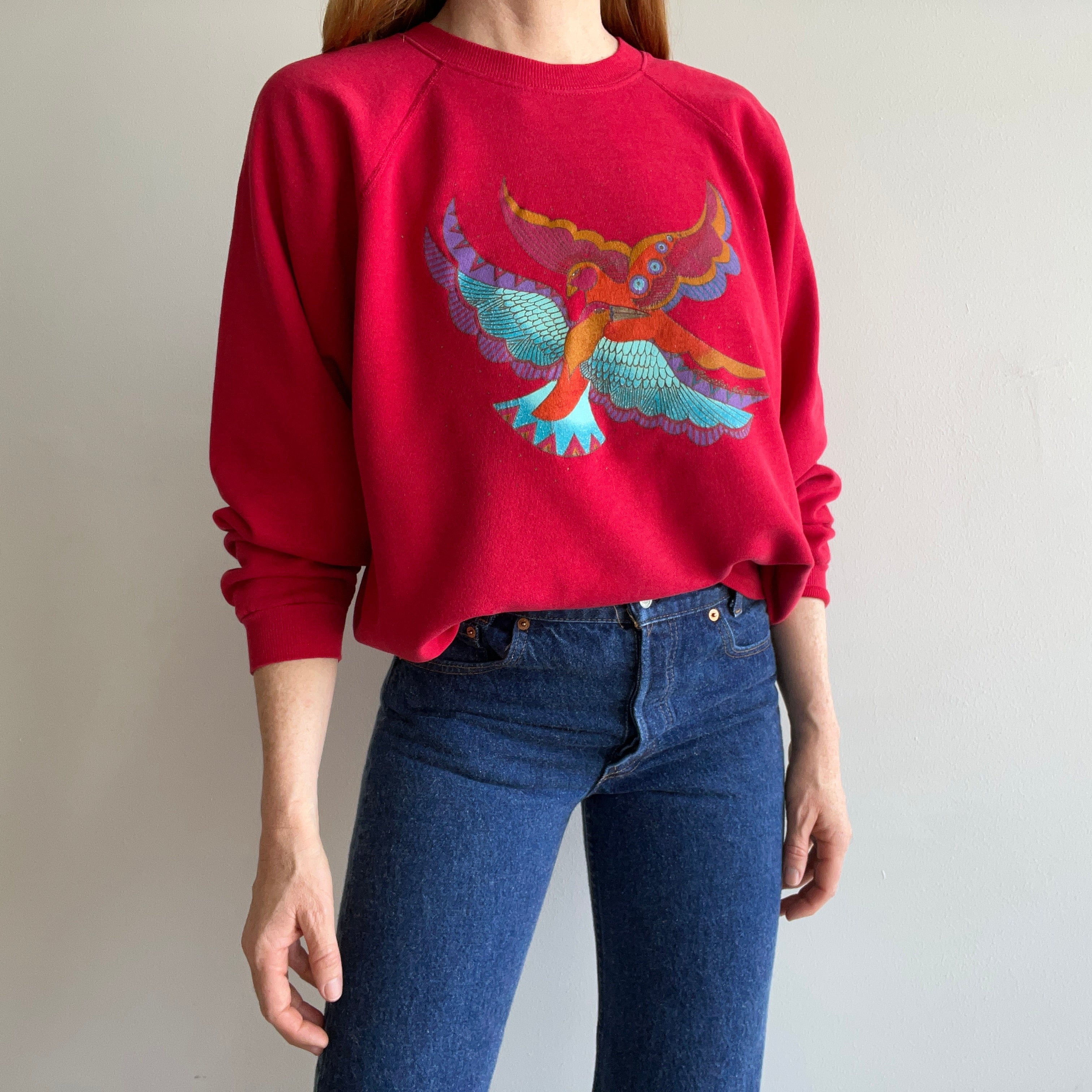 1980s Cool Colorful Birds Sweatshirt