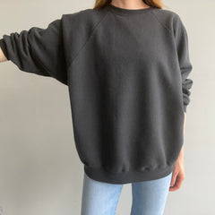 1980/90s Larger Shorter Long Sleeve Faded Black/Gray Sweatshirt