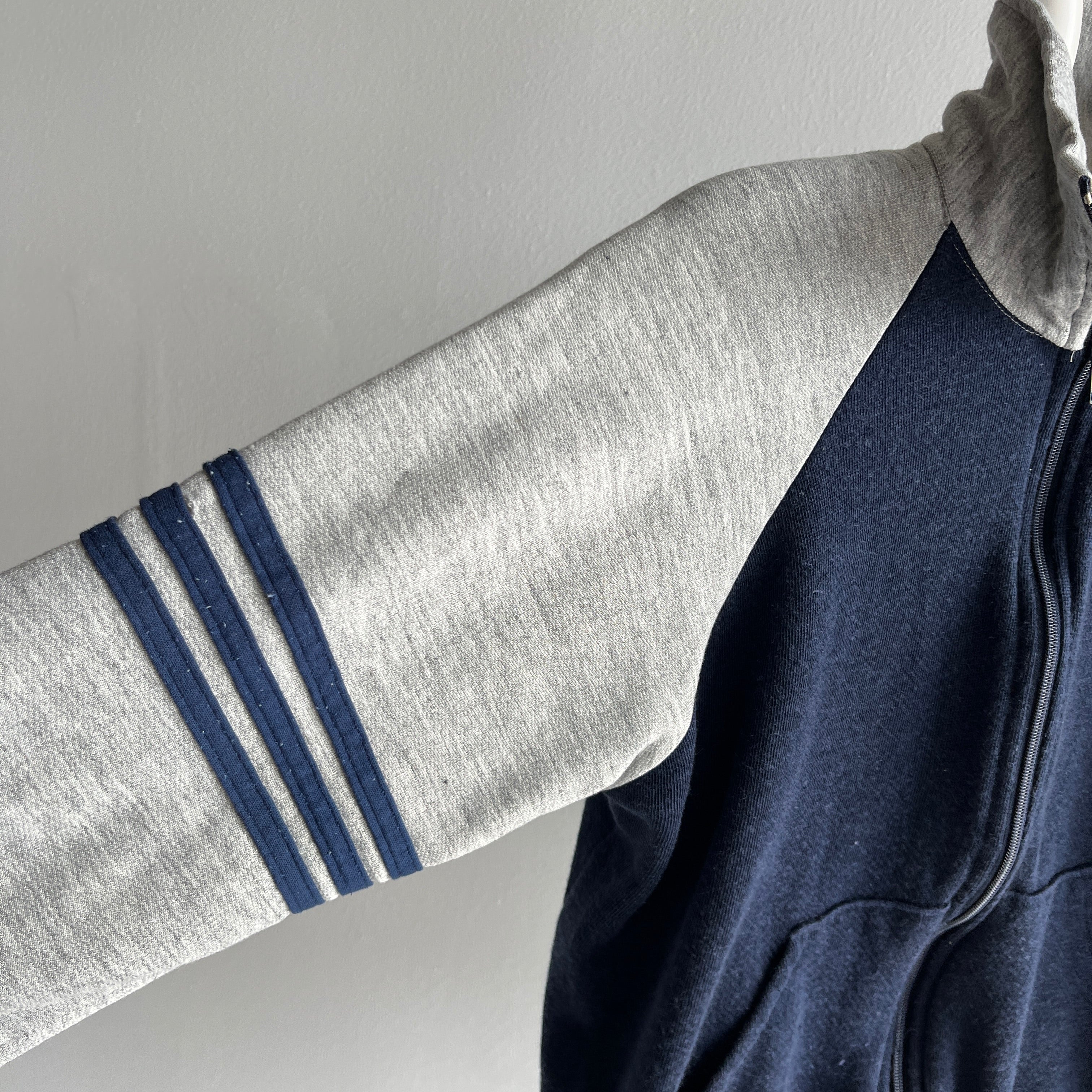 1970s Tracksuit Two Tone Triple Stripe Zip Up - THIS