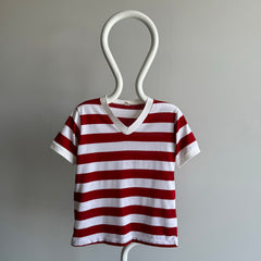 1980s Dark Red and White Striped Ring Shirt !!!