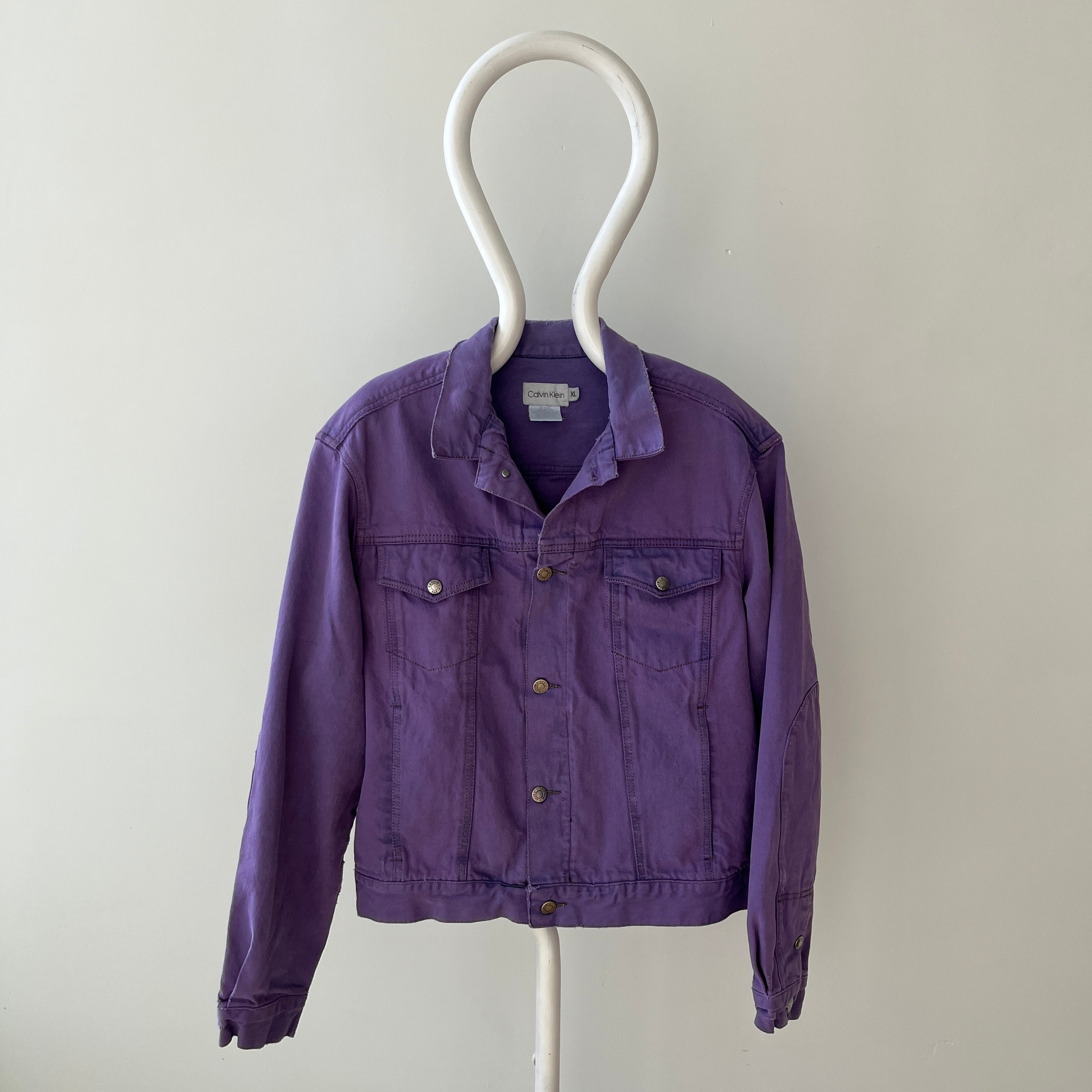 1990s Calvin Over Dyed Lilac Super Soft Denim Jean Jacket