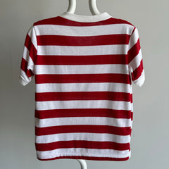 1980s Dark Red and White Striped Ring Shirt !!!