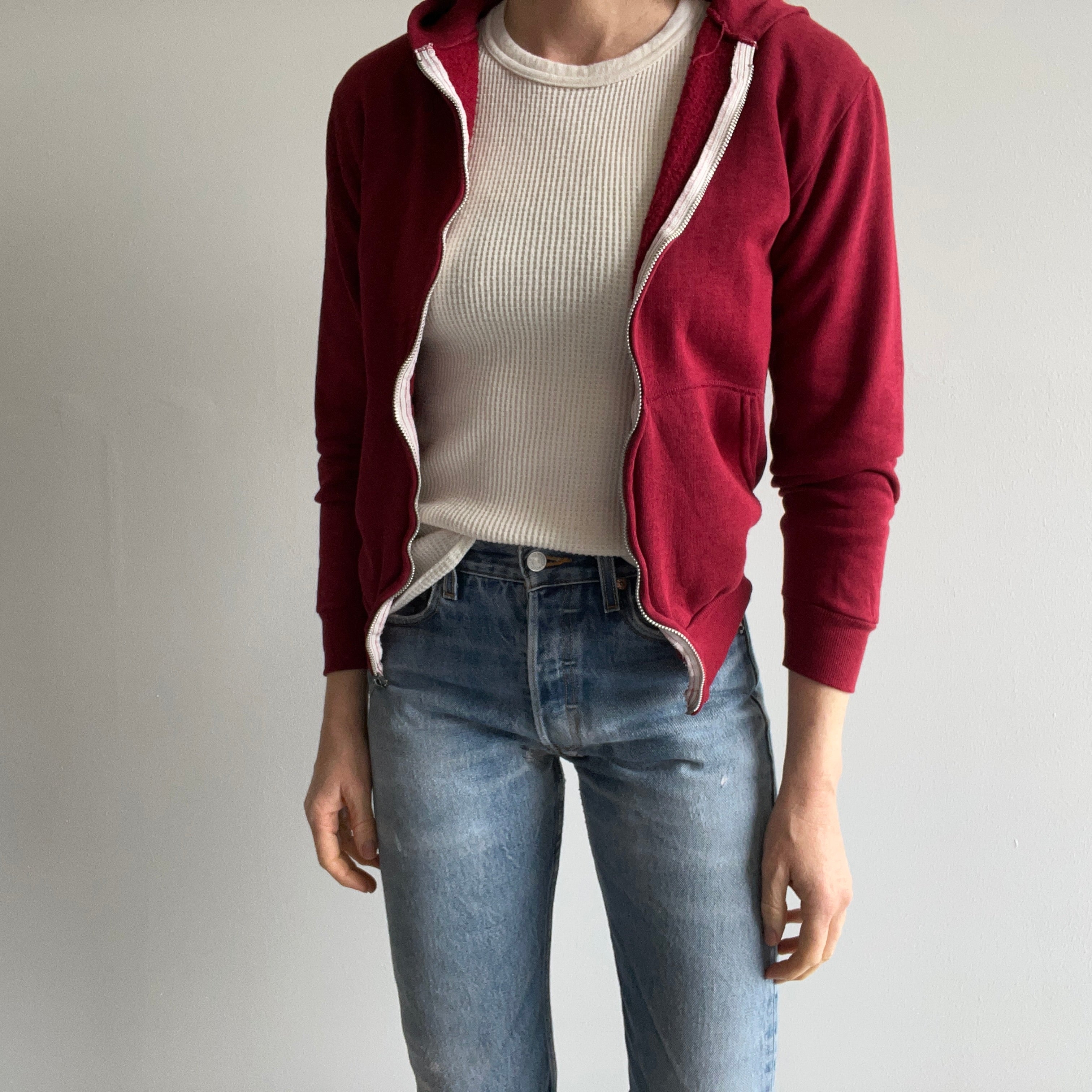 1980s Steinwurtzel Burgundy Zip Up Hoodie