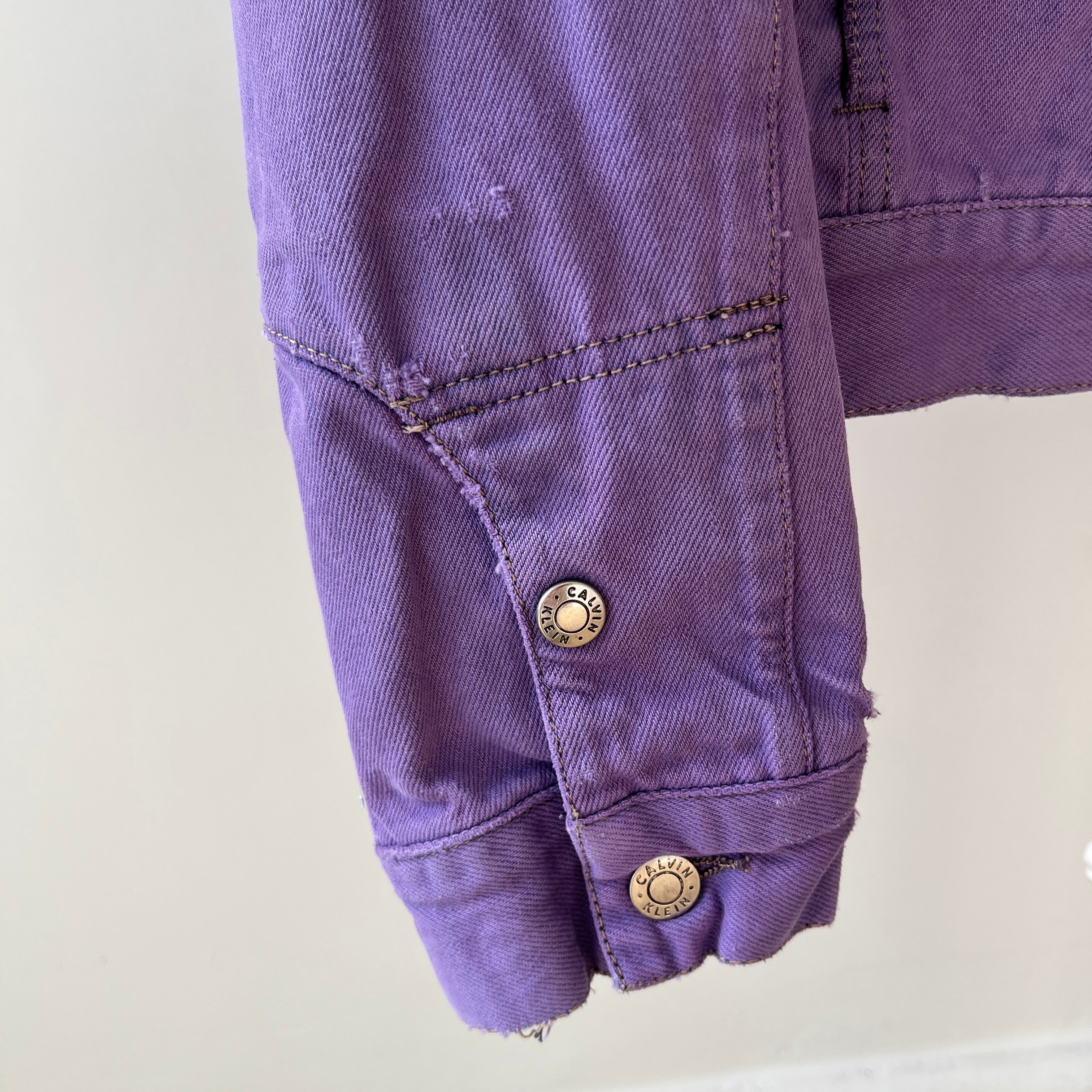 1990s Calvin Over Dyed Lilac Super Soft Denim Jean Jacket