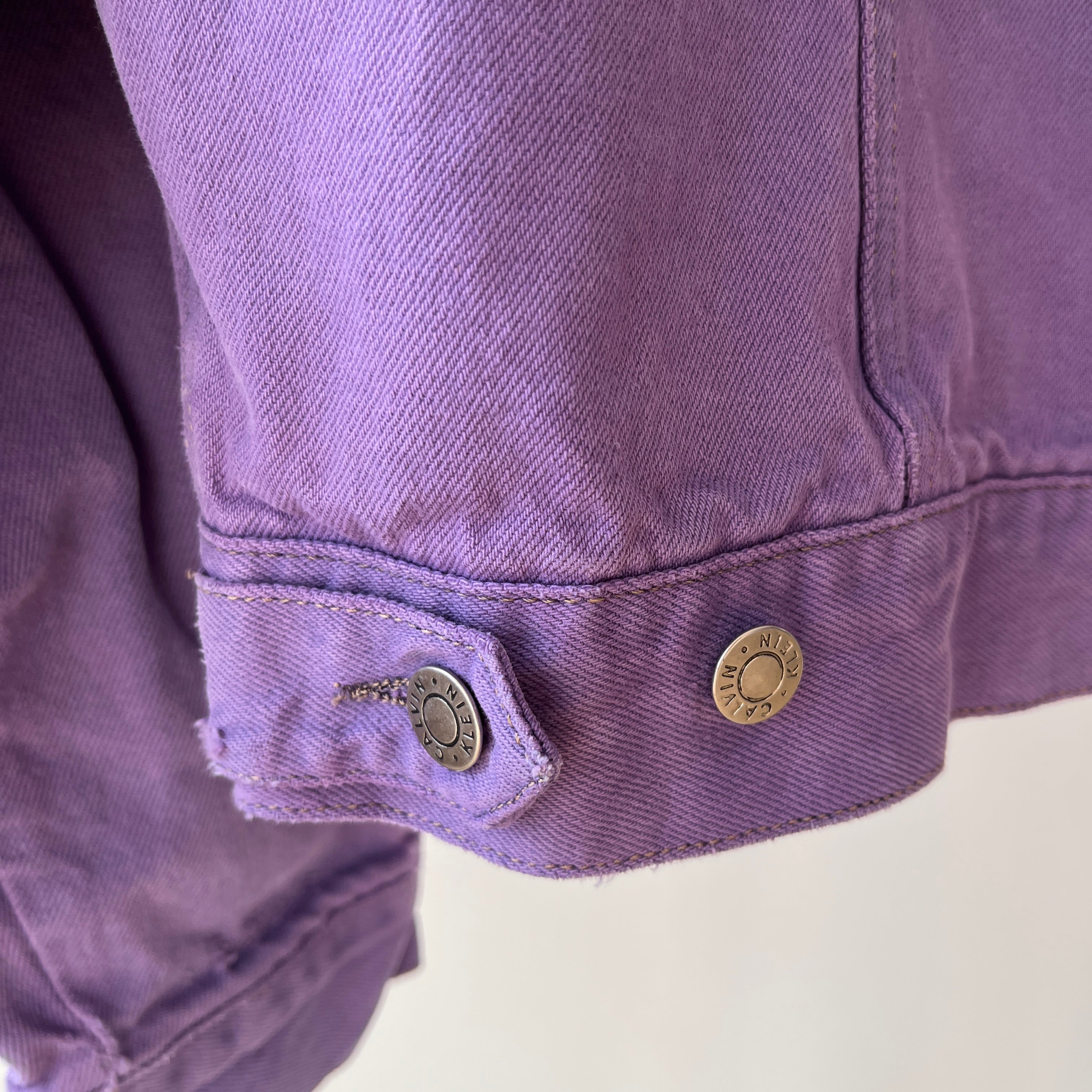 1990s Calvin Over Dyed Lilac Super Soft Denim Jean Jacket