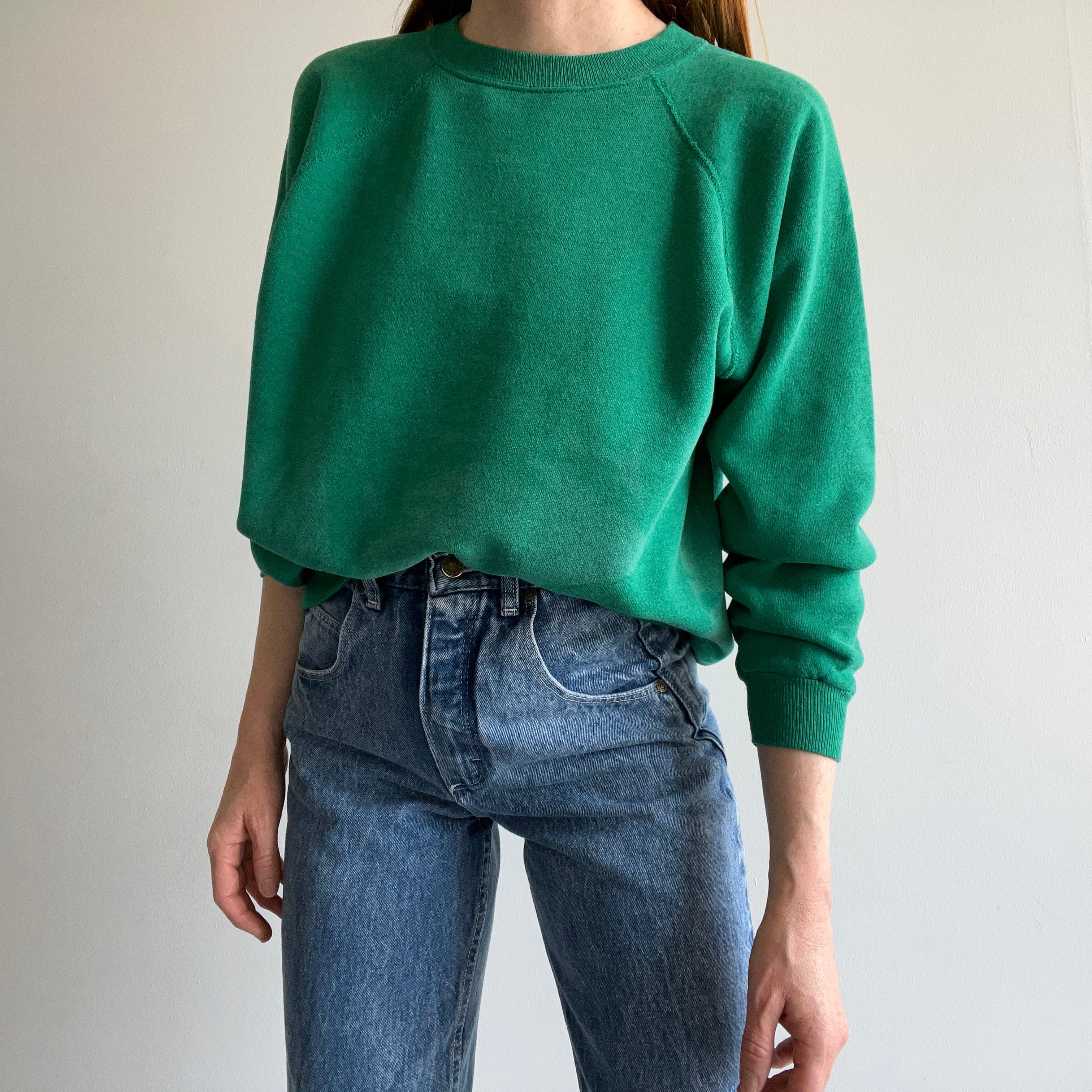 1980s Epic Sun Faded Green Ragan Sweatshirt