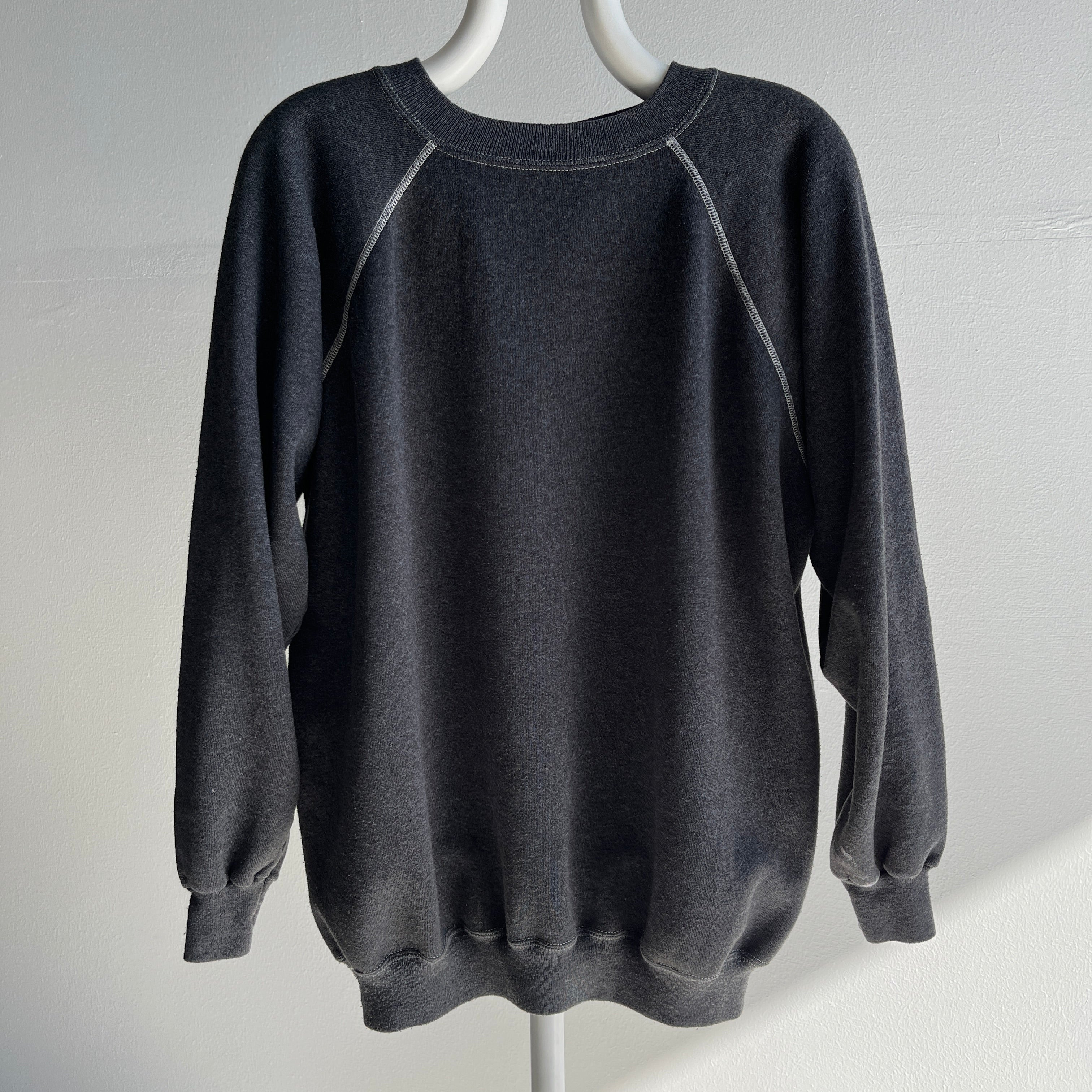 1980s Slouchy ReDyed Deep Gray Sweatshirt by Hanes