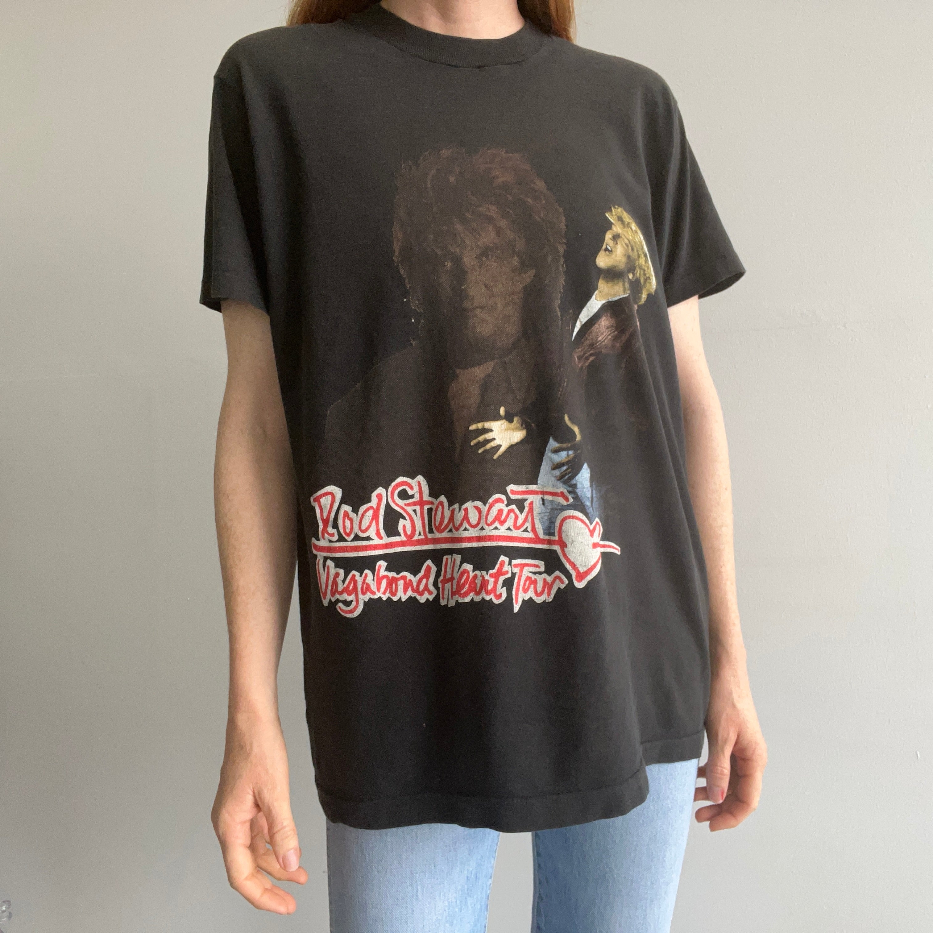 1991-92 Rod Stewart Vagabond Heart Tour Front and Back T-Shirt