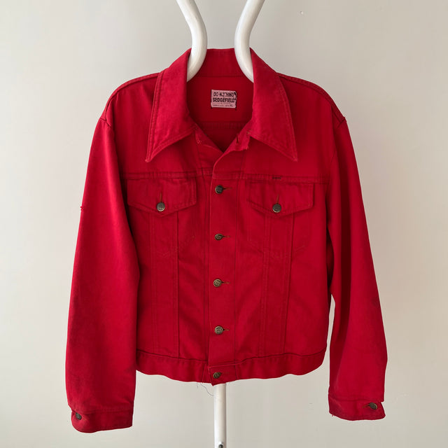 1990s Over dyed Super Soft Red Denim Jean Jacket