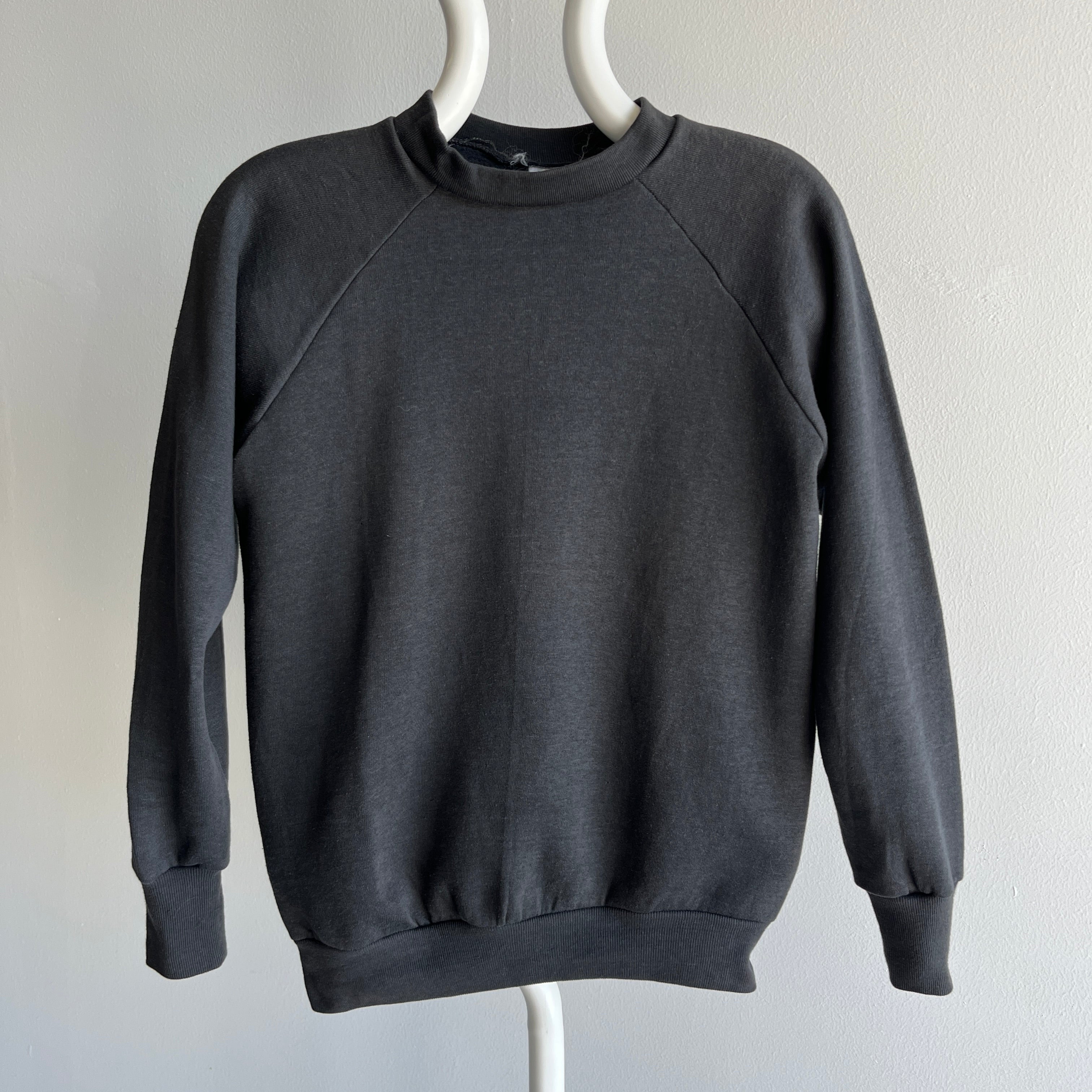 1980s Blank Black Healthknit Sweatshirt - Swoon