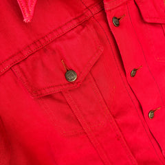 1990s Over dyed Super Soft Red Denim Jean Jacket