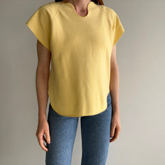 1970/80s Pastel Yellow Lightweight Warm Up Sweatshirt/Shirt