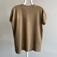 1980s Sun Faded Army Brown Blank Single Stitch T-Shirt