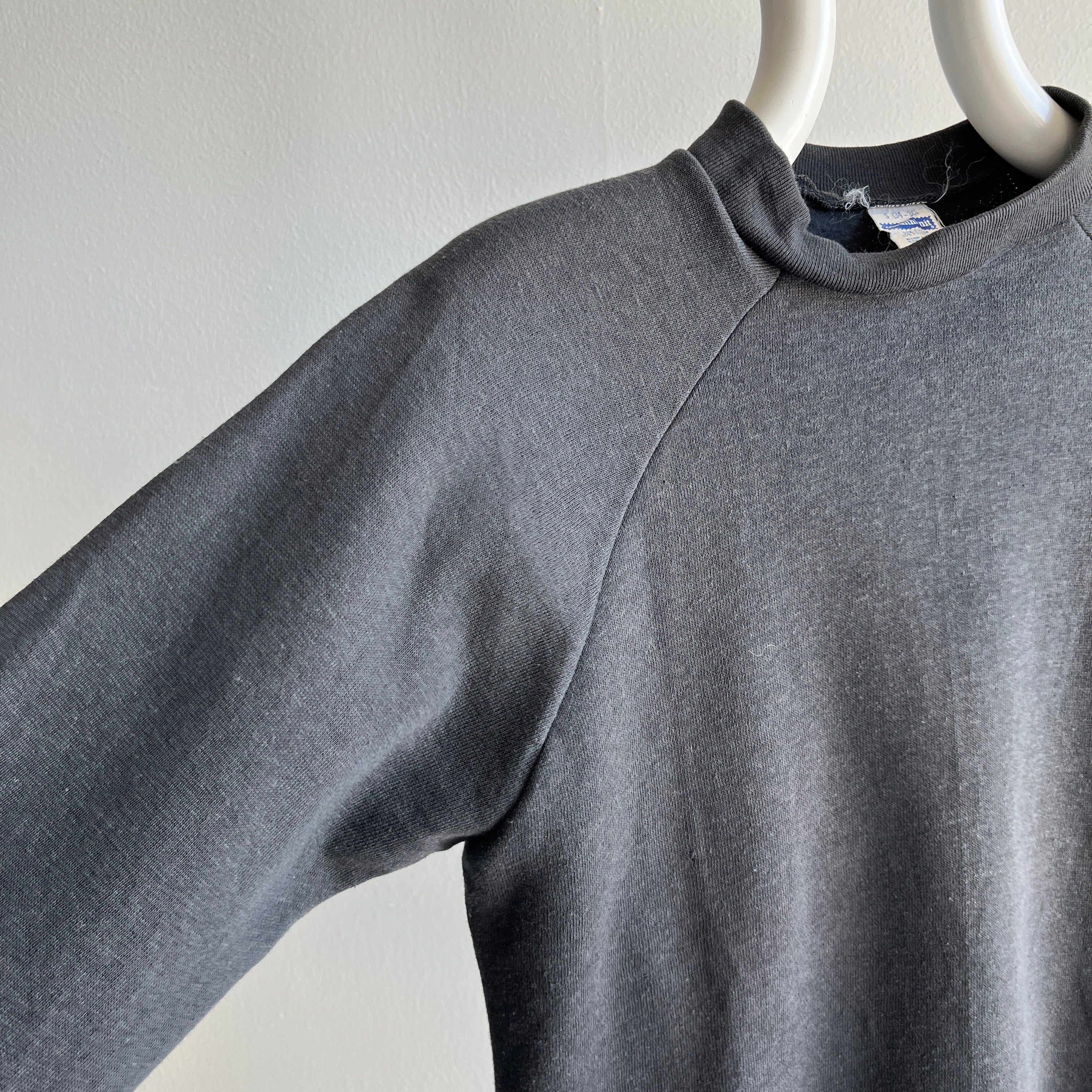 1980s Blank Black Healthknit Sweatshirt - Swoon