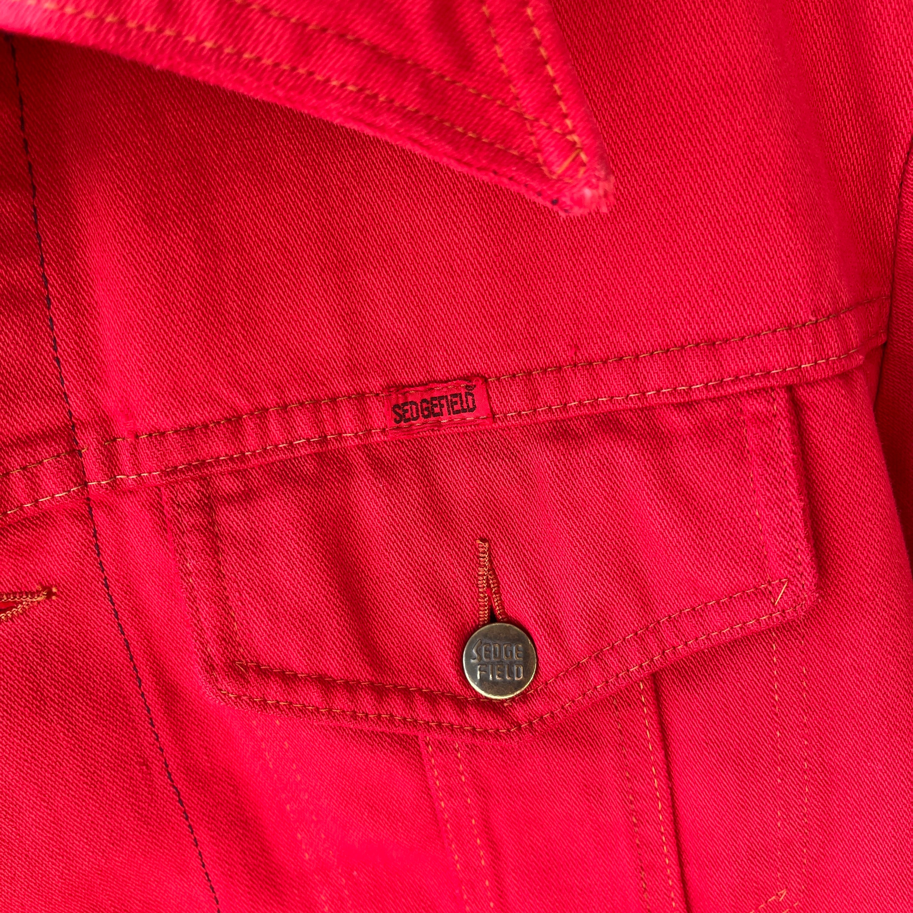 1990s Over dyed Super Soft Red Denim Jean Jacket