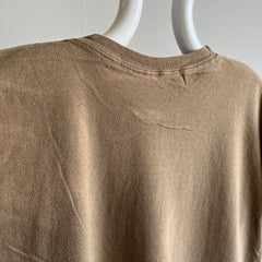 1980s Sun Faded Army Brown Blank Single Stitch T-Shirt