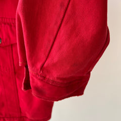 1990s Over dyed Super Soft Red Denim Jean Jacket