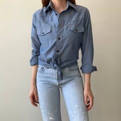 1970's Sears Chambray Style Embroidered Button-Up Shirt