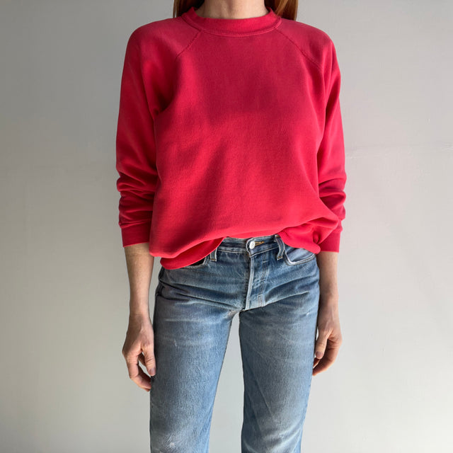 1980s Rich Salmon Pink Raglan Sweatshirt