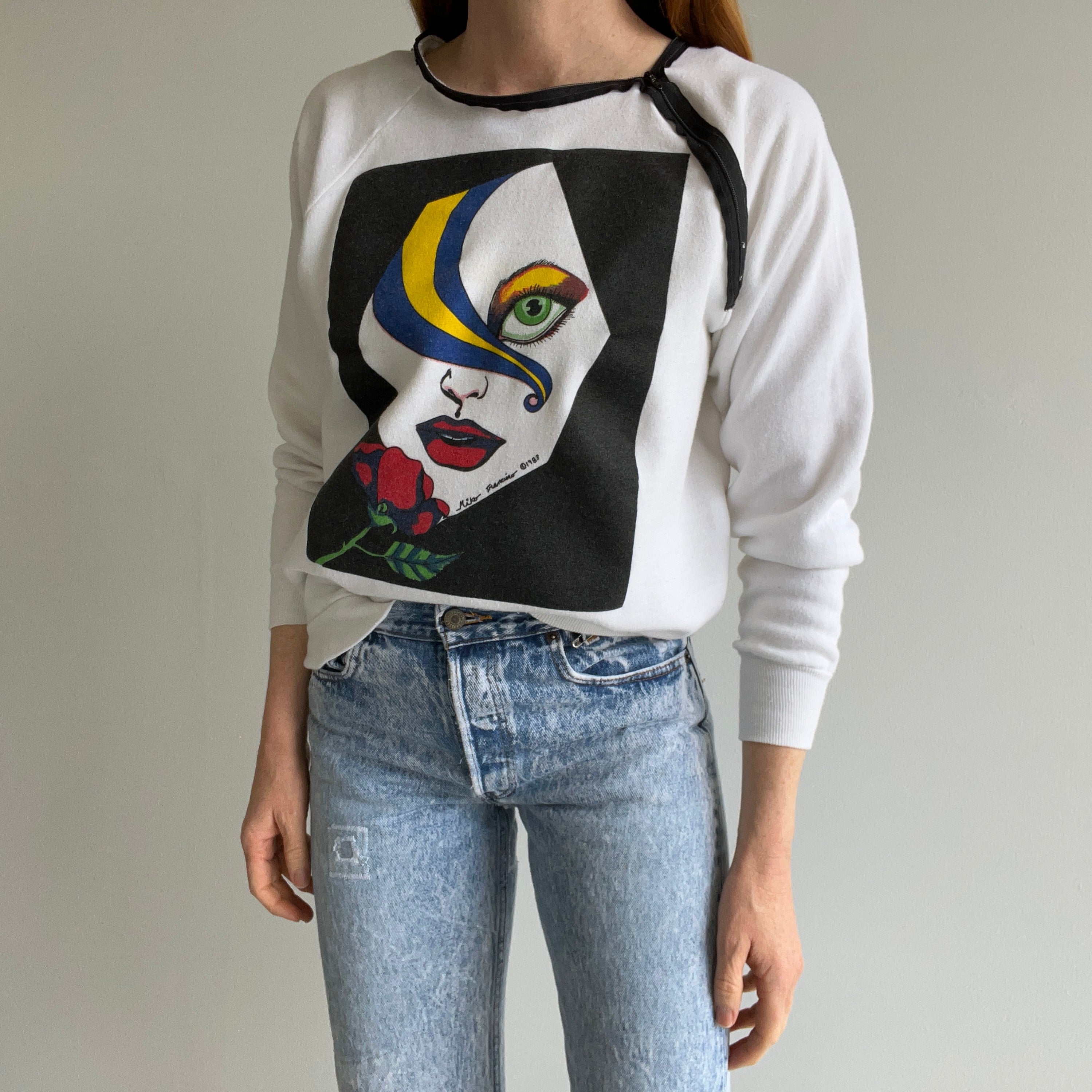 1989 Very Unique WOW, Weird and Maybe Wonderful Depending On Who You Ask - Sweatshirt with a Zipper Collar