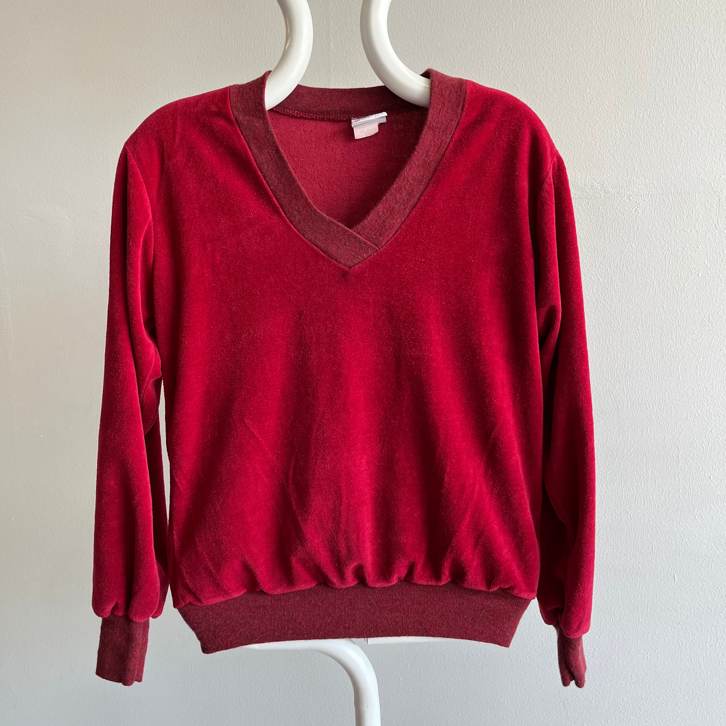 1980s V-Neck Velour Style Sweatshirt by Avon - Yes, that's right - Avon