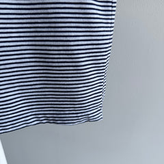 1970/80 Navy and White Striped Cotton Muscle Tank Top