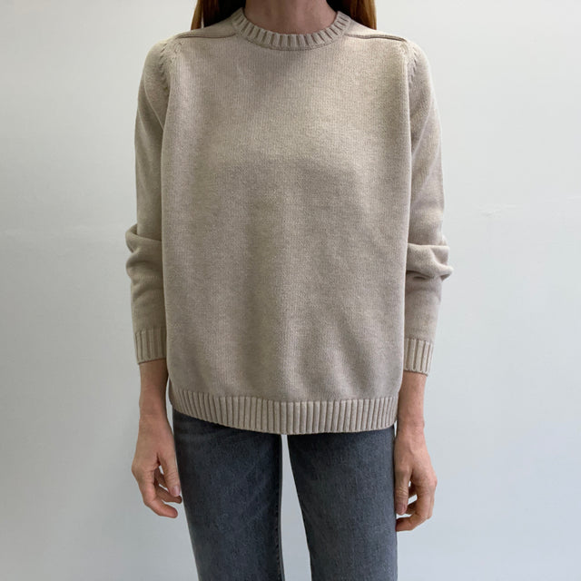 1990/2000s Lands' End Khaki Cotton Sweater - Made in Japan