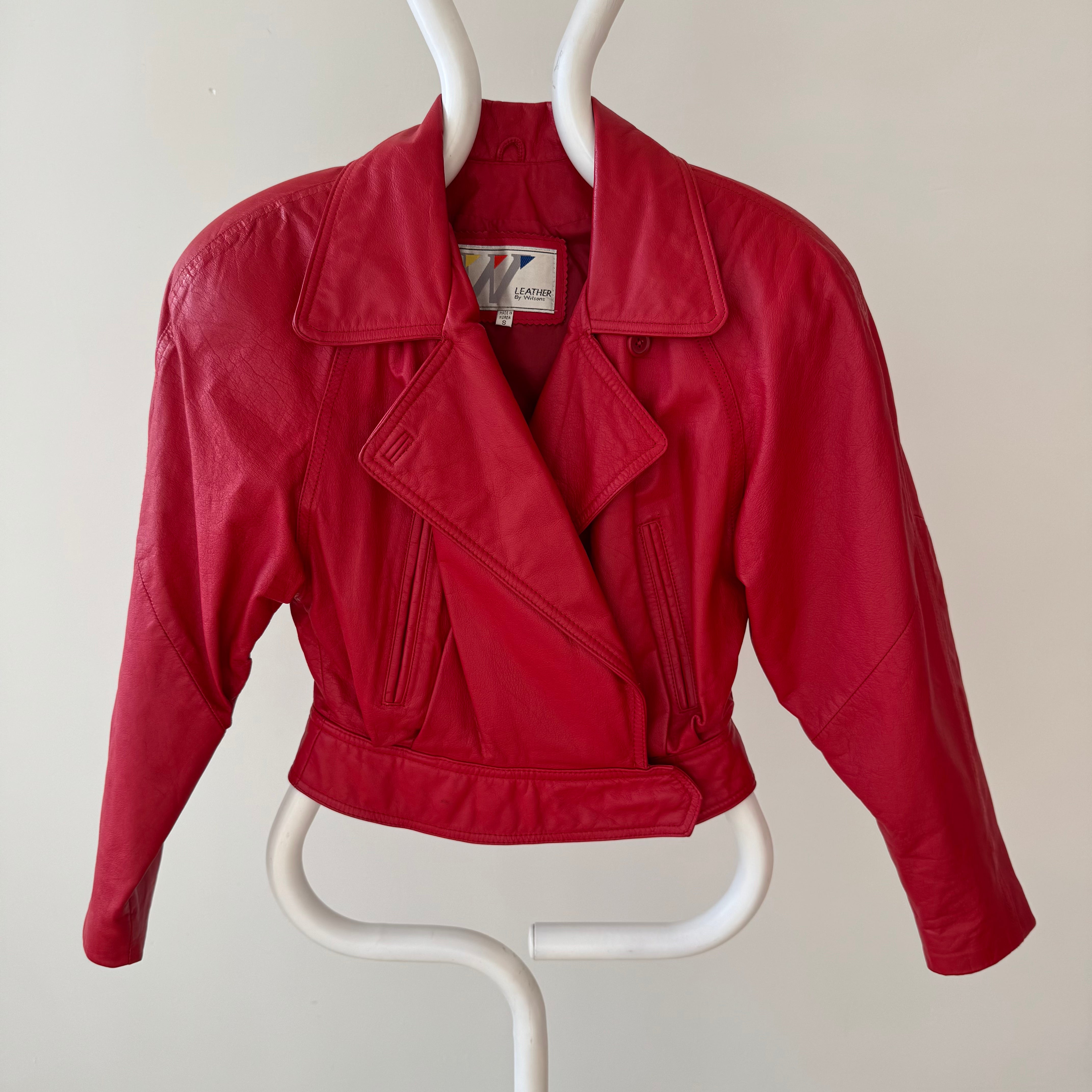 1980s Ultra Extra Red Leather Jacket - WOWOWOWOWOW (please ignore the pants)