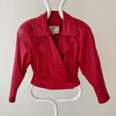 1980s Ultra Extra Red Leather Jacket - WOWOWOWOWOW (please ignore the pants)