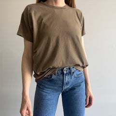 1980s Sun Faded Army Brown Blank Single Stitch T-Shirt