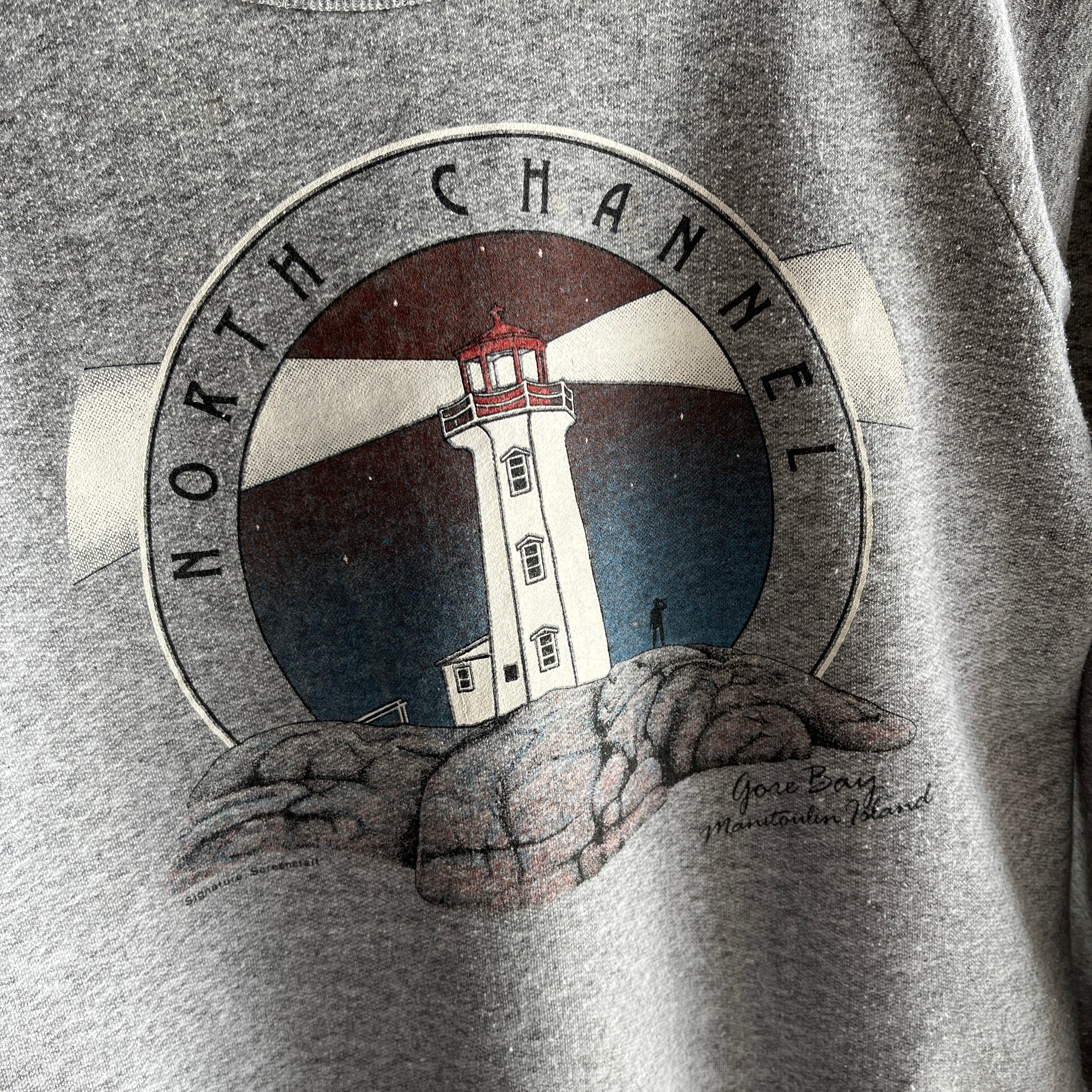 1980s North Channel Gore Bay, Manitoulin Island, Ontario Canada Lighthouse Sweatshirt