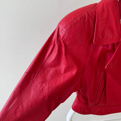 1980s Ultra Extra Red Leather Jacket - WOWOWOWOWOW (please ignore the pants)