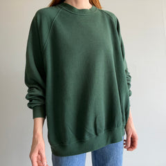 1980s Blank Forest Green Relaxed Fit Raglan by Jerzees